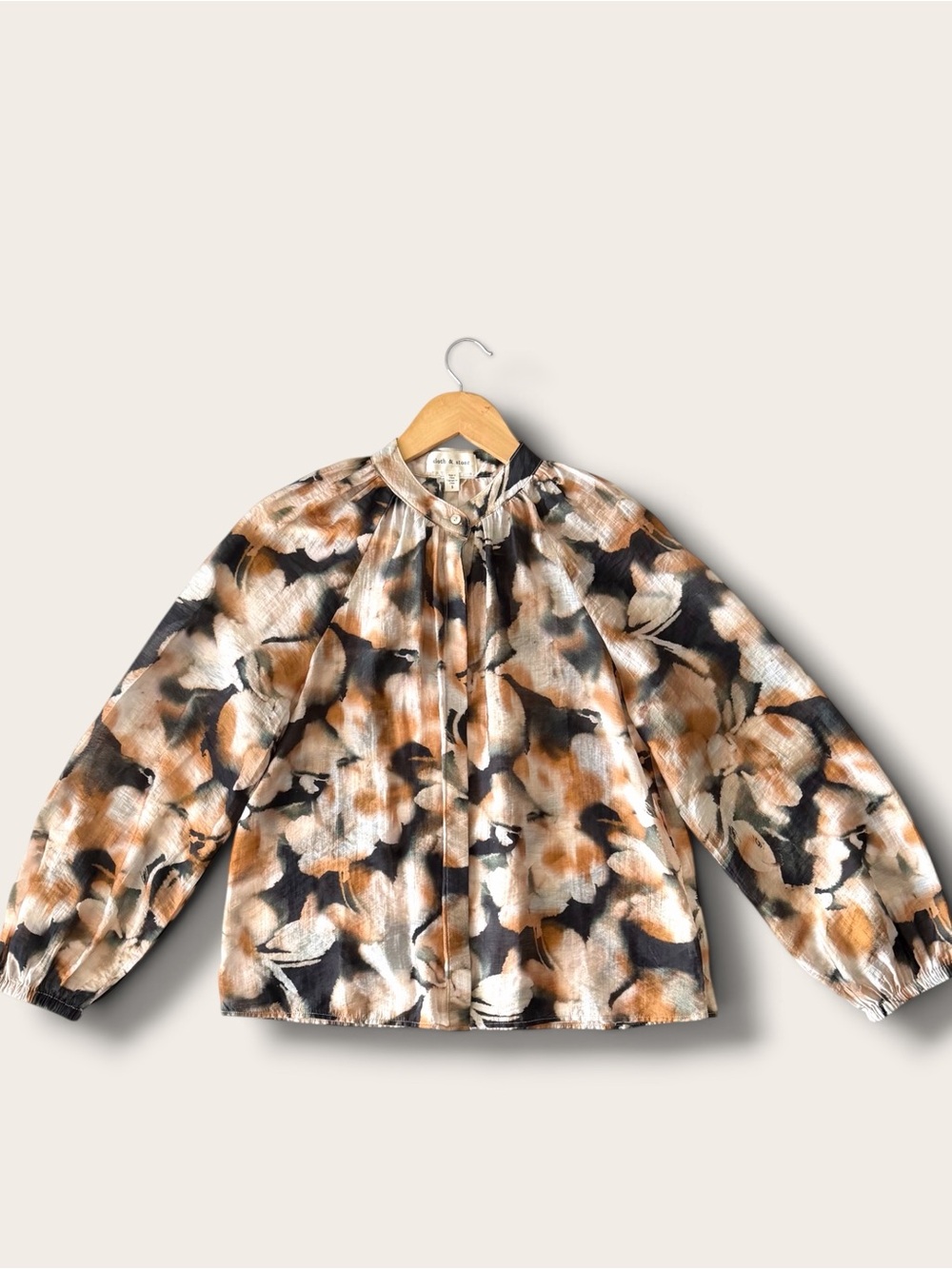 cloth & stone Beige and Black Tie-Dye Blouse